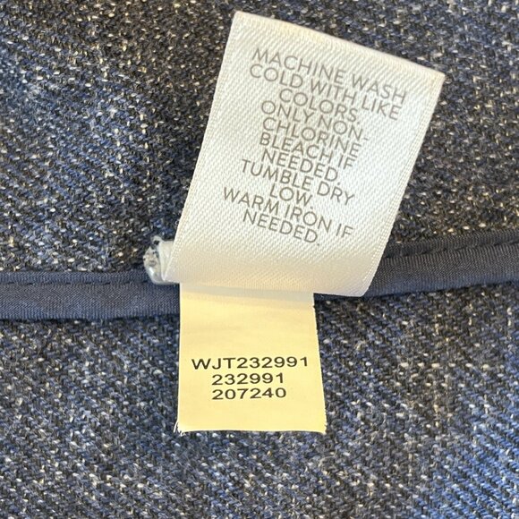 J. Jill Oversized Blazer Jacket L Blue Slat Open Front Roll Tab Sleeve Career - Picture 6 of 12